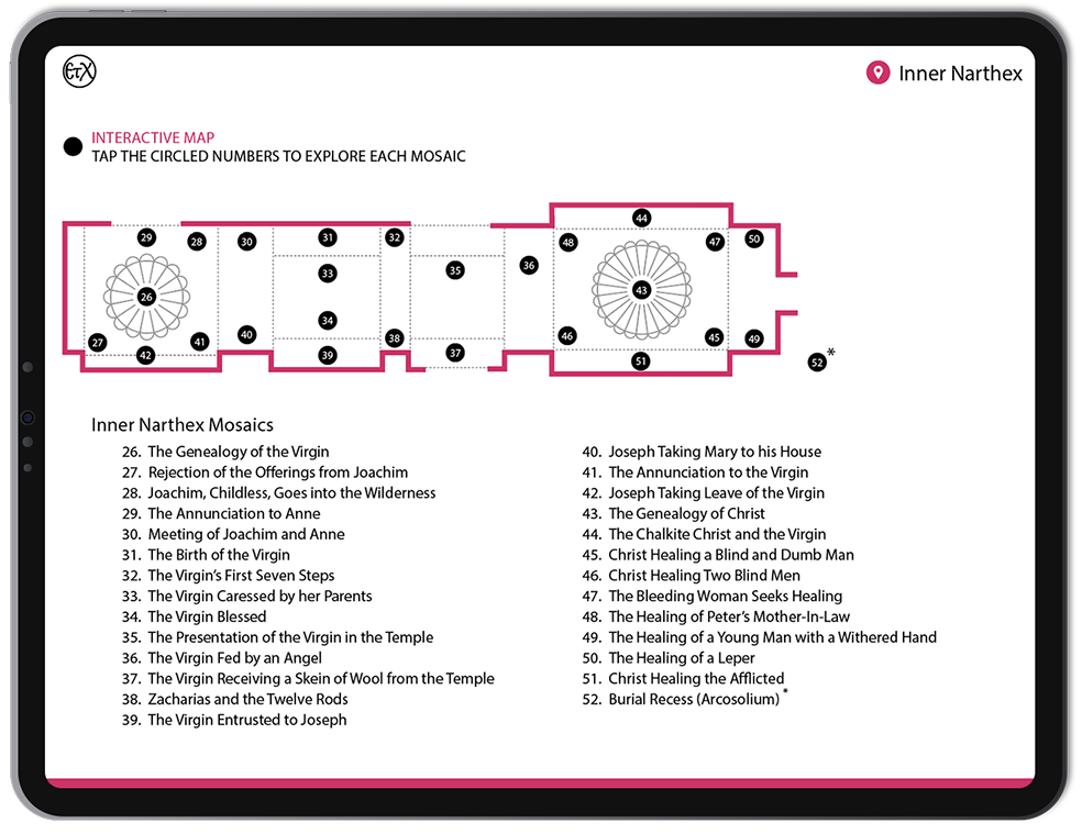 Chora Church (Kariye Camii), Inner Narthex, Interactive eBook Map